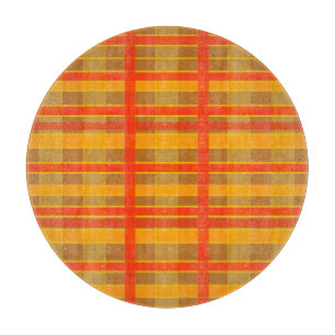 Tabla De Cortar Patrón de cuadros rojos y naranjas retro