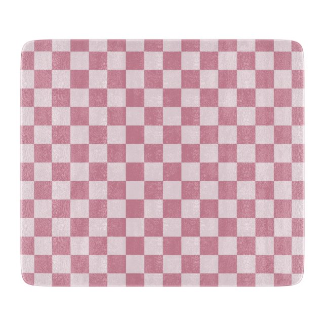 Tabla De Cortar Patrón de cuadros rosa polvoriento (Anverso)