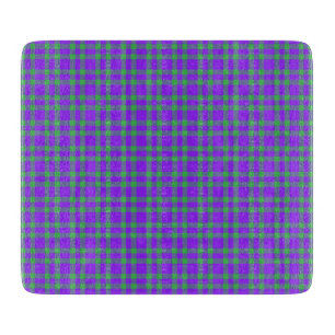 Tabla De Cortar Patrón de Cuadros Verde Púrpura