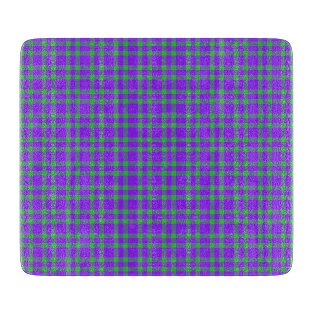 Tabla De Cortar Patrón de Cuadros Verde Púrpura (Anverso)