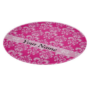 Tabla De Cortar Patrón de damasco rosa caliente