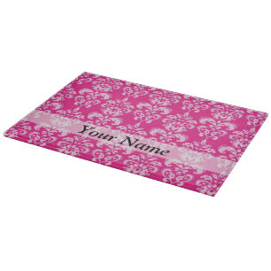 Tabla De Cortar Patrón de damasco rosa caliente