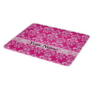 Tabla De Cortar Patrón de damasco rosa caliente