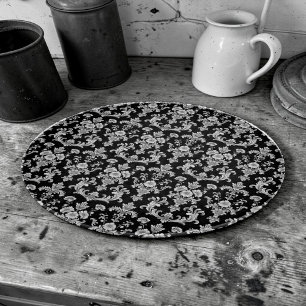 Tabla De Cortar Patrón de damasco victoriano en negro y blanco