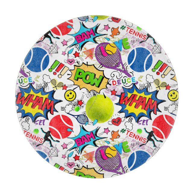 Tabla De Cortar 😍 🤩 Patrón de 🎾 de tenis ecléctico (Anverso)