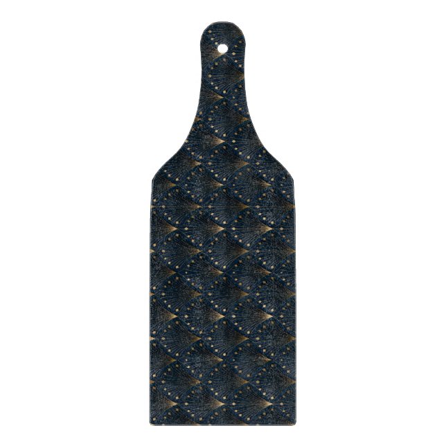 Tabla De Cortar Patrón de Deco Azul y Dorado (Anverso)