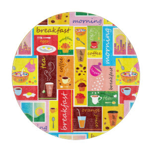 Tabla De Cortar Patrón de desayuno caprichoso