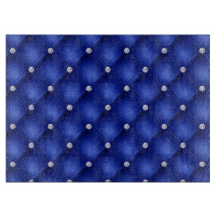 Tabla De Cortar Patrón de Diamante Acolchado Azul Real de Lujo