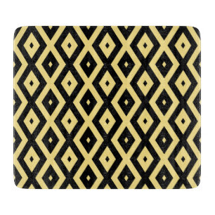 Tabla De Cortar Patrón de diamante amarillo limón y negro