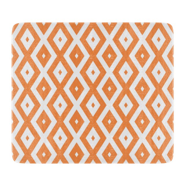 Tabla De Cortar Patrón de diamante blanco y naranja (Anverso)