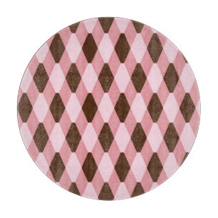 Tabla De Cortar Patrón de diamante de arlequín rosa marrón