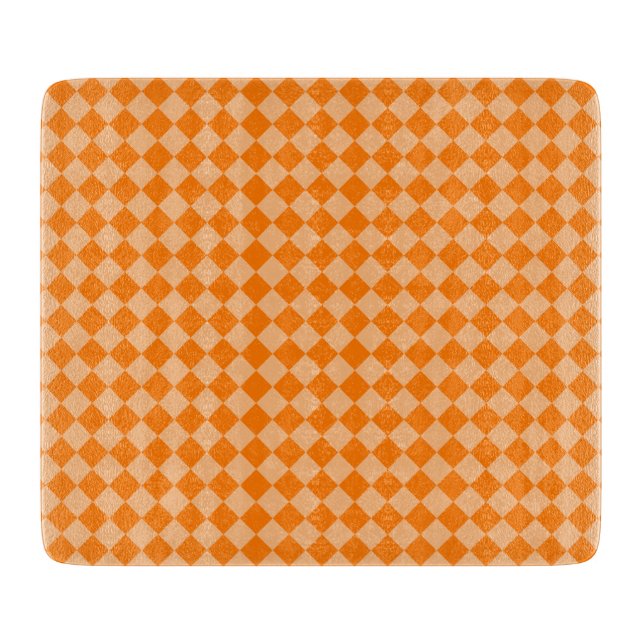 Tabla De Cortar Patrón de diamante de cuadros naranja (Anverso)