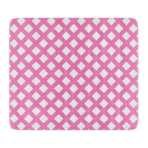 Tabla De Cortar Patrón de diamante de cuadros rosa blanco