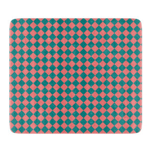 Tabla De Cortar Patrón de diamante de cuadros rosa cyan