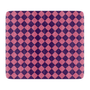 Tabla De Cortar Patrón de diamante de cuadros rosa púrpura