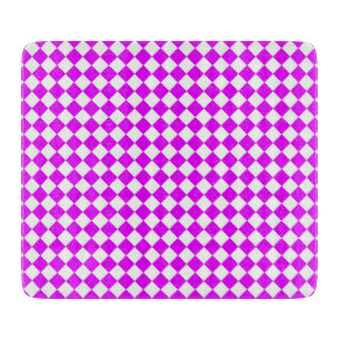 Tabla De Cortar Patrón de diamante de cuadros rosados y blancos