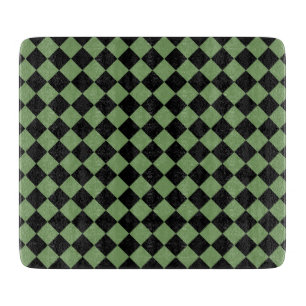 Tabla De Cortar Patrón de diamante de cuadros verde negro