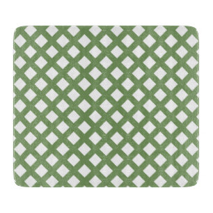Tabla De Cortar Patrón de diamante de cuadros verde y blanco