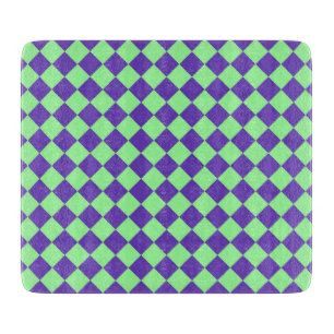 Tabla De Cortar Patrón de diamante de cuadros verdes y morados