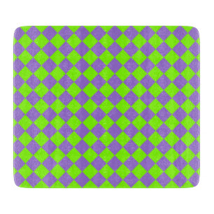 Tabla De Cortar Patrón de diamante de cuadros verdes y morados