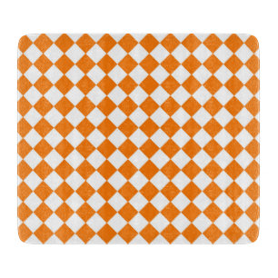Tabla De Cortar Patrón de diamante del verificador blanco naranja