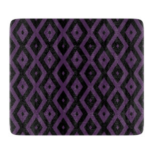 Tabla De Cortar Patrón de diamante morado oscuro y negro
