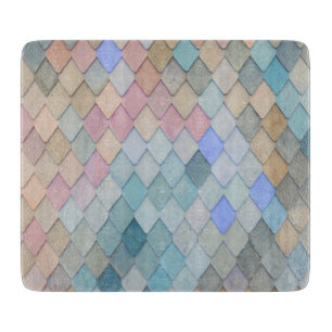 Tabla De Cortar Patrón de diamante pastel Sirena azul verde rosa