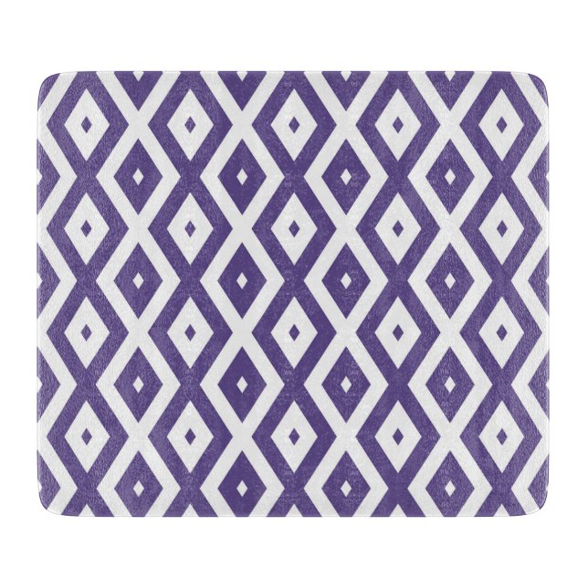 Tabla De Cortar Patrón de diamante ultravioleta y blanco (Anverso)