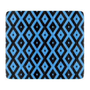 Tabla De Cortar Patrón de diamantes azul y negro del cielo