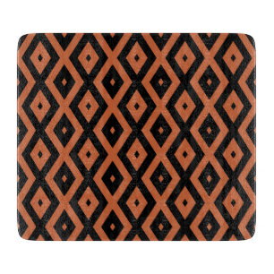 Tabla De Cortar Patrón de diamantes de naranja y negro