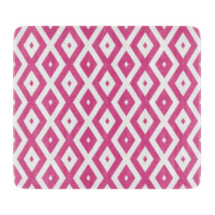 Tabla De Cortar Patrón de diamantes rosa y blanco