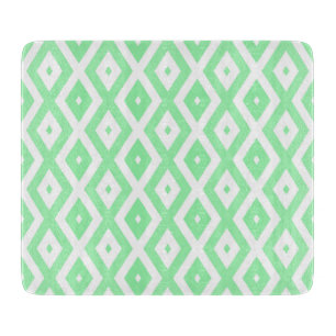Tabla De Cortar Patrón de diamantes verde y blanco