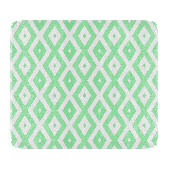 Tabla De Cortar Patrón de diamantes verde y blanco (Anverso)