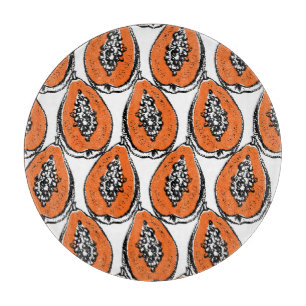 Tabla De Cortar Patrón de dibujo de papaya vintage.