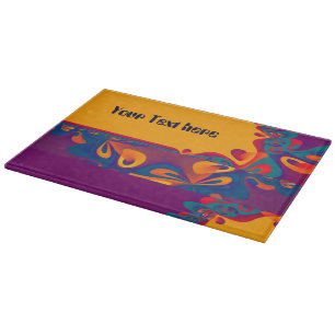 Tabla De Cortar Patrón de diseño gráfico - naranja violeta + tu te