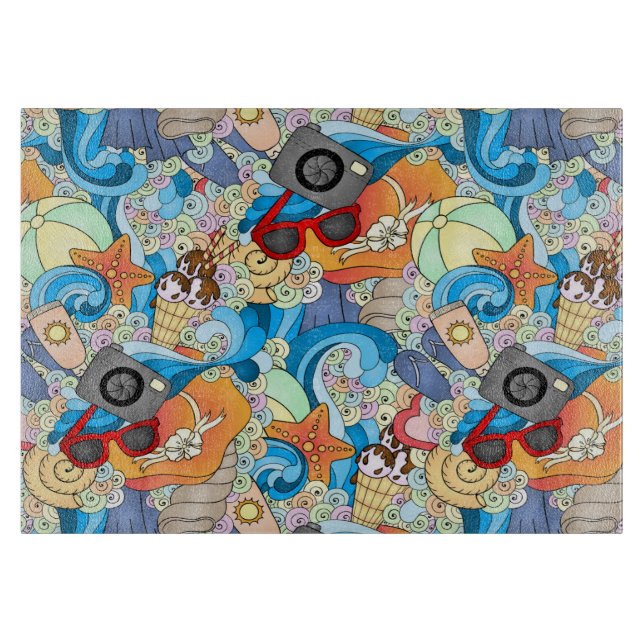 Tabla De Cortar Patrón de diversión de verano (Anverso)