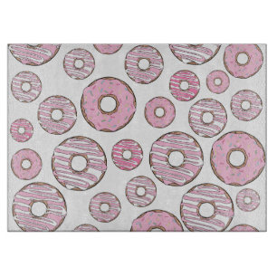 Tabla De Cortar Patrón De Donuts, Donuts Rosados, Espolvorines