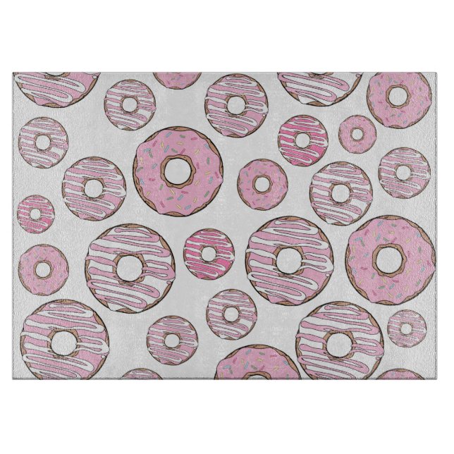 Tabla De Cortar Patrón De Donuts, Donuts Rosados, Espolvorines (Anverso)