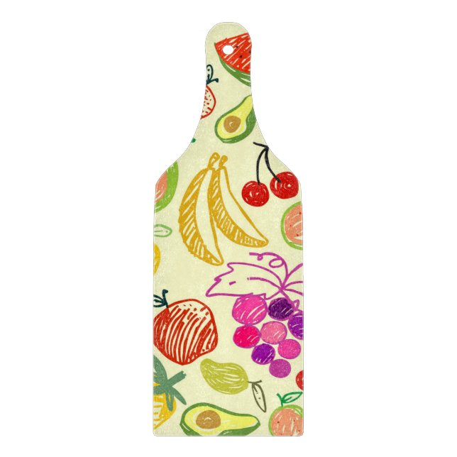 Tabla De Cortar Patrón de Doodle de Fruta Variado (Anverso)