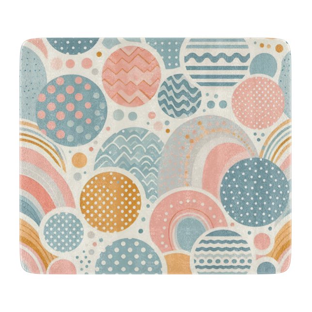 Tabla De Cortar Patrón de Doodle Geométrico Jugativo (Anverso)