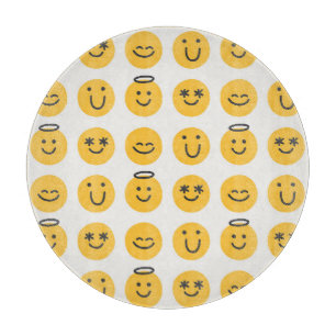 Tabla De Cortar Patrón de Emoji feliz dibujado a mano