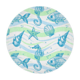 Tabla De Cortar Patrón de esbozo marino