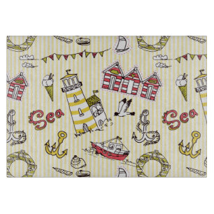 Tabla De Cortar Patrón de escenas de playa