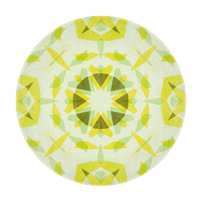 Tabla De Cortar Patrón de Estrella Verde Amarillo Caprichoso Decor (Anverso)
