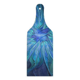 Tabla De Cortar Patrón de fantasía de flor azul, arte fractal abst