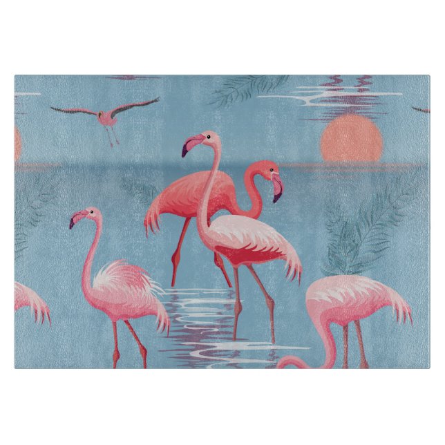 Tabla De Cortar Patrón de flamencos 1 (Anverso)