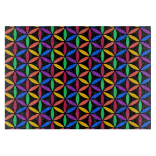 Tabla De Cortar Patrón de flor arco iris