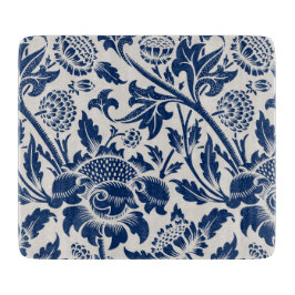 Tabla De Cortar Patrón de flor azul vintage