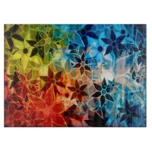 Tabla De Cortar Patrón de flor de arte abstracto #4