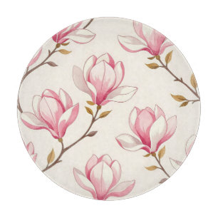 Tabla De Cortar Patrón de Flor de Magnolia Rosa